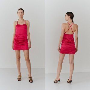 Birgette Herskind Orly Ruched Slip Dress‎ in Fuschia Women's 42/XL